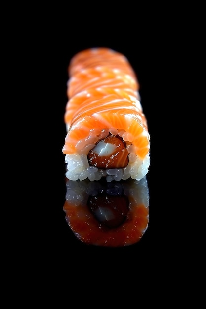 Prato de sushi de frutos do mar com detalhes e fundo preto simples