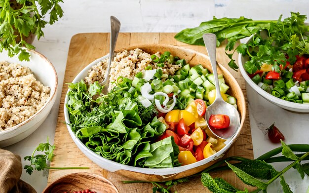 Foto grátis preparando a ideia de receita à base de plantas