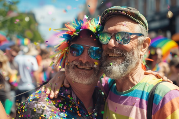 Foto grátis pride scene with rainbow colors and men celebrating their sexuality