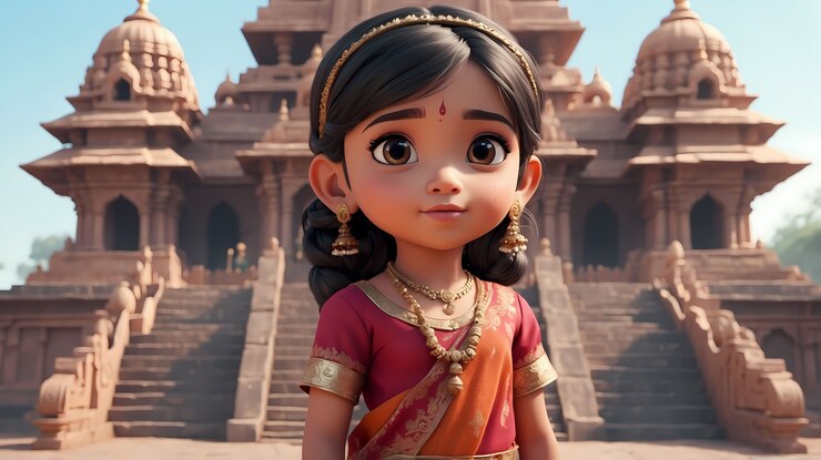 Foto grátis princesa de desenho animado bonita vestindo um vestido bonito