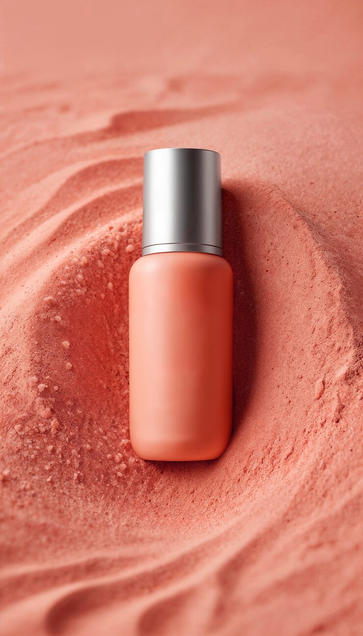 Produto cosmético 3D com tons de cor do ano