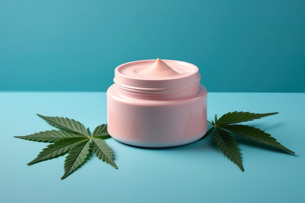 Foto grátis produtos cosméticos com folhas de maconha