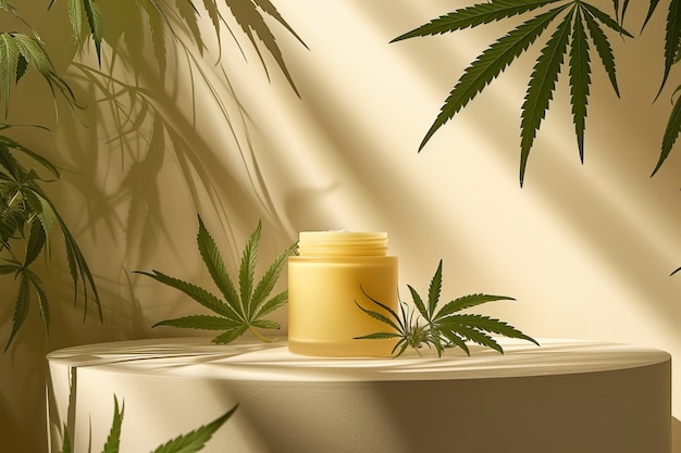 Foto grátis produtos cosméticos com folhas de maconha