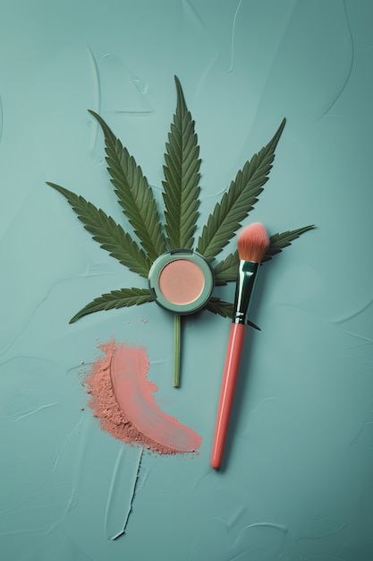 Foto grátis produtos cosméticos com folhas de maconha