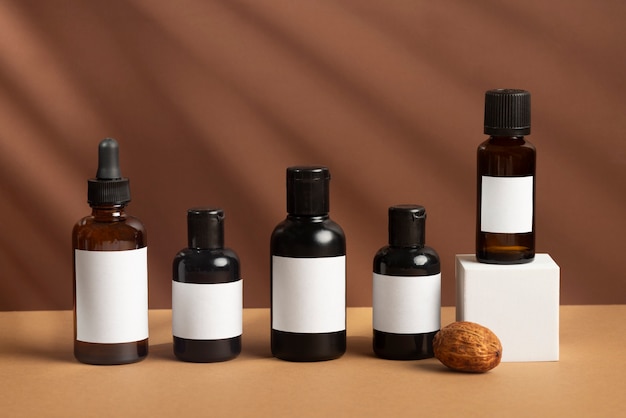 Produtos cosméticos de beleza masculina com display