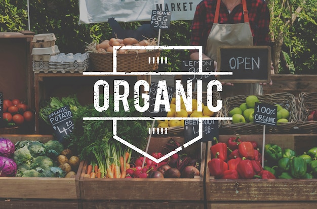 Produtos de agricultores orgânicos frescos de alimentos saudáveis