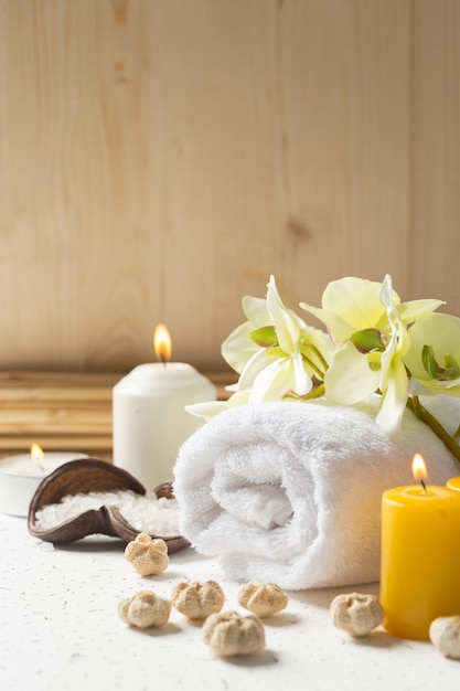 Produtos de spa com orquídeas