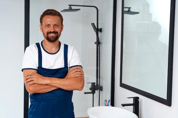 Foto grátis profissional de encanamento fazendo seu trabalho