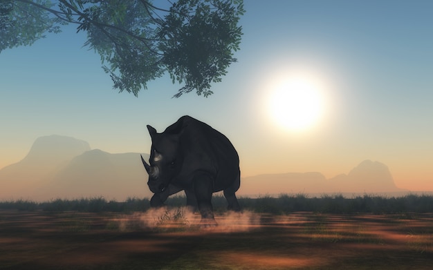 Foto grátis projeto da silhueta do rinoceronte