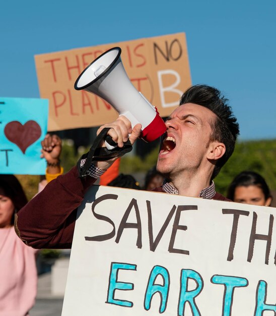 Protesto ambiental de perto