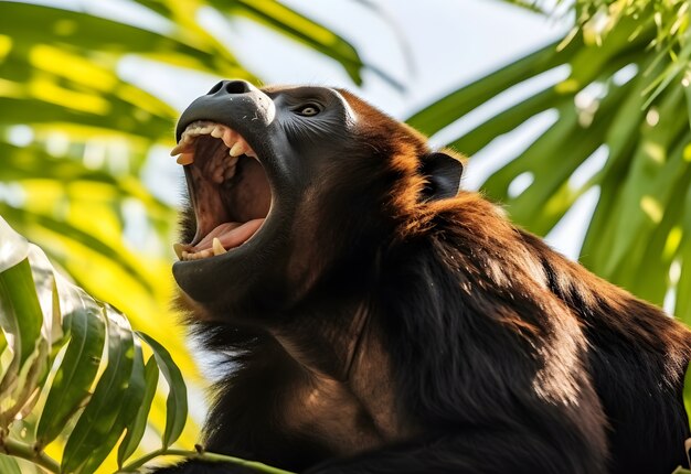 Próximo ao grito do macaco.