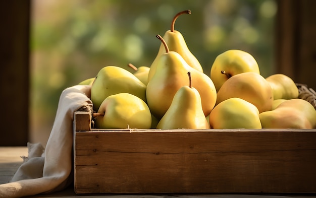 Foto grátis próximo plano da fruta de estação da pera para o inverno