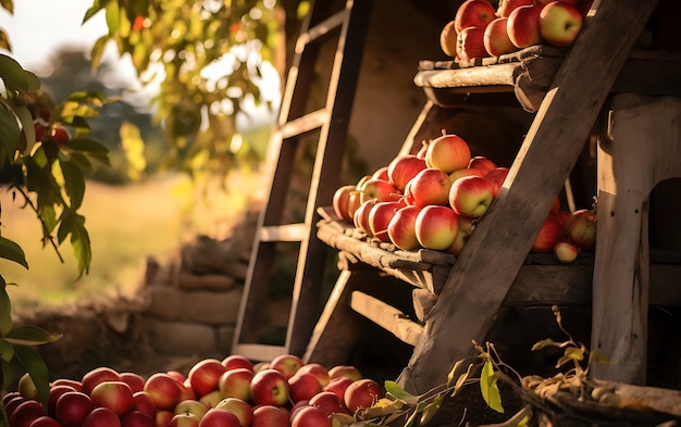 Próximo plano da fruta de maçã da estação para o inverno