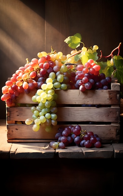 Próximo plano das uvas, frutas sazonais para o inverno