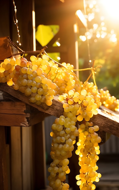 Próximo plano das uvas, frutas sazonais para o inverno