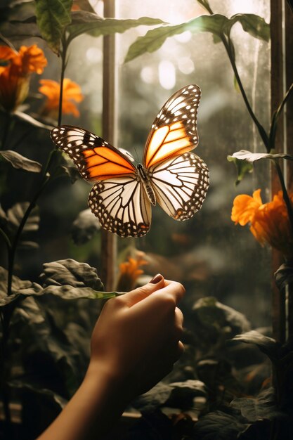 Próximo plano de borboleta na natureza