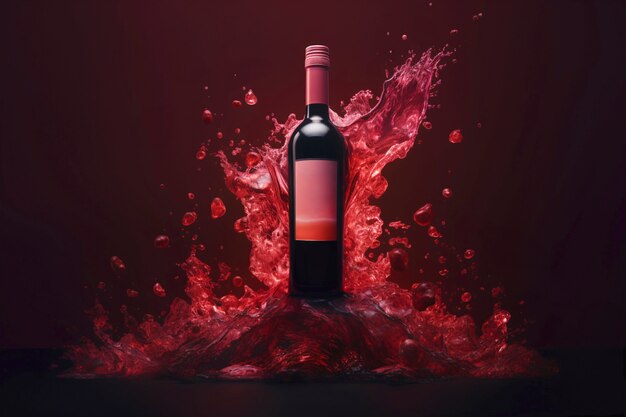 Publicidade de vinho com garrafa flutuante