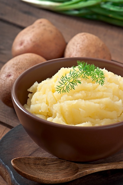 Foto grátis purê de batatas frescas e saborosas