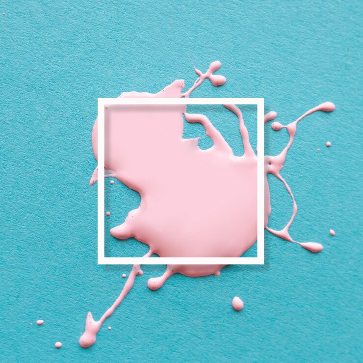 Foto grátis quadro abstrato com rosa splatter no azul