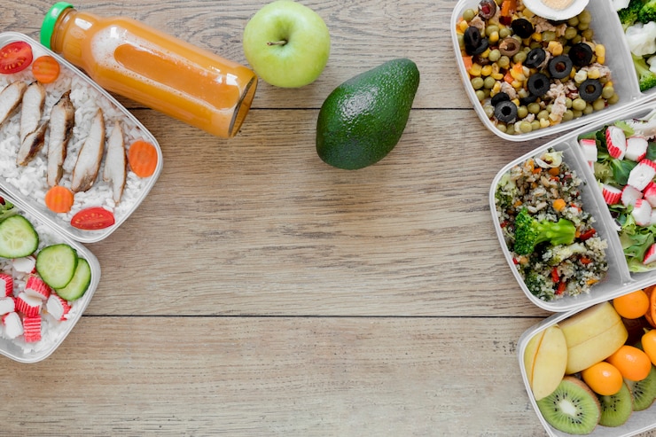 Foto grátis quadro alimentar com refeição saudável