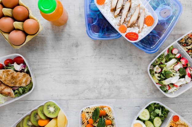 Foto grátis quadro de comida circular plana leigos