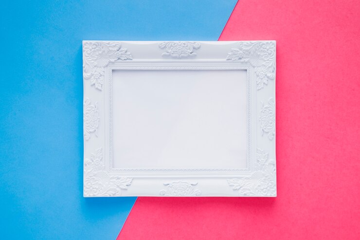 Foto grátis quadro vazio leigo plano no fundo bicolor
