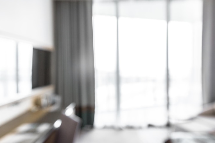 Foto grátis quarto de hotel com fundo desfocado