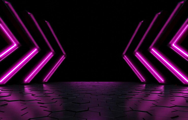 Foto grátis quarto escuro vazio, fundo futurista moderno sci fi. ilustração 3d