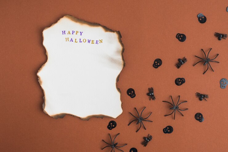 Foto grátis queima de papel perto de decorar aranhas e caveiras