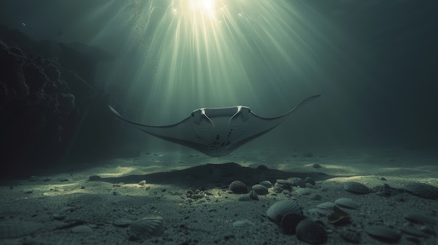 Foto grátis raia-manta realista na água do mar