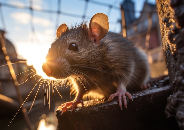 Rato num sistema de esgoto da cidade