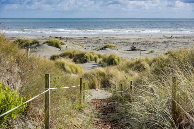 Área de caminhada em frente à praia de Waikawa, na Nova Zelândia