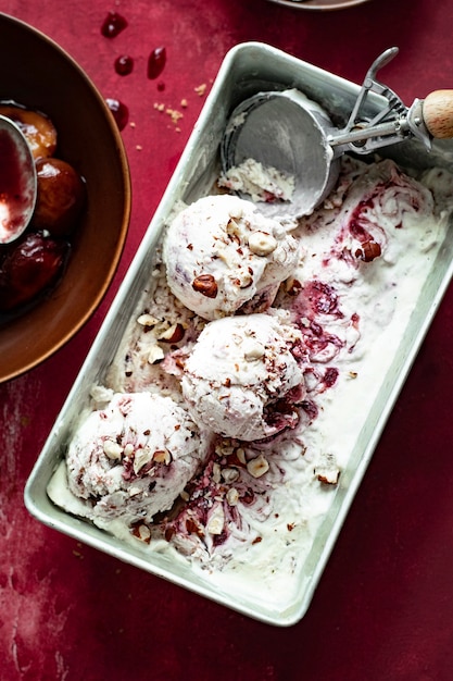 Foto grátis receita de sorvete de ameixa assada caseiro - fotografia de comida