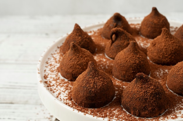 Receita deliciosa de trufas de alto ângulo