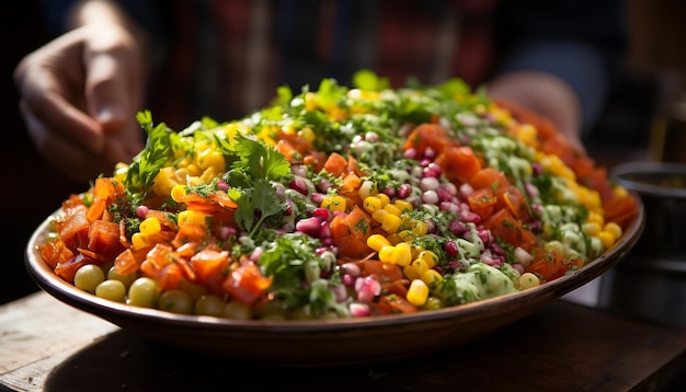 Refeição vegetariana de salada fresca e saudável com ingredientes orgânicos caseiros gerados por inteligência artificial