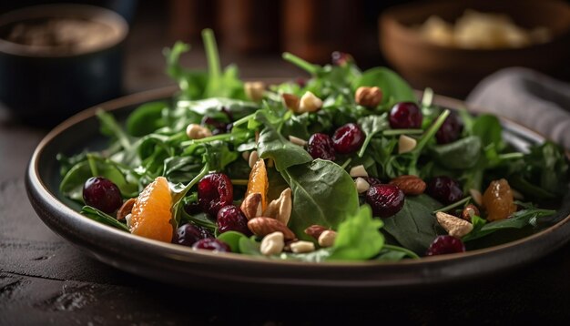 Foto grátis refeição vegetariana orgânica de salada gourmet saudável fresca gerada por ia