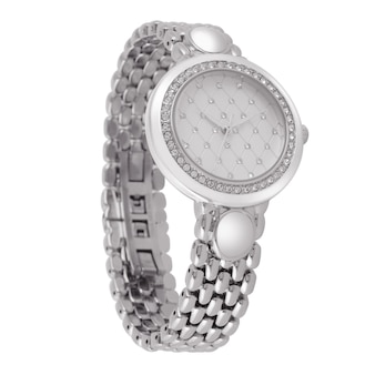 Relógios de luxo isolados no fundo branco com traçado de recorte relógios de prata para mulheres e homens relógios femininos e masculinos