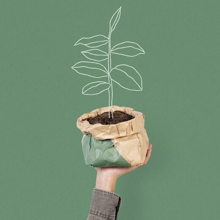 Foto grátis remix de ilustração ecologicamente correta com plantio sustentável