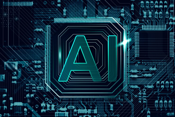 Foto grátis remix de tecnologia de inovação futurística de fundo de microchip de tecnologia de ia