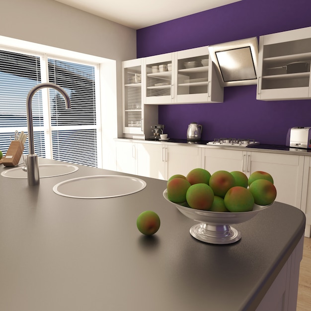 Foto grátis render da cozinha contemporânea 3d