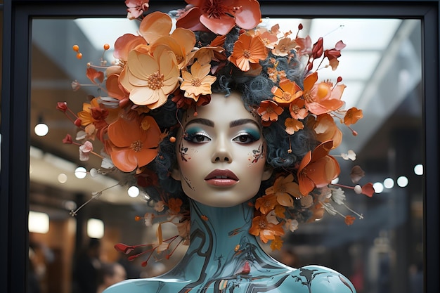 Foto grátis render octane ethereal bohemian realista elegante floral girl