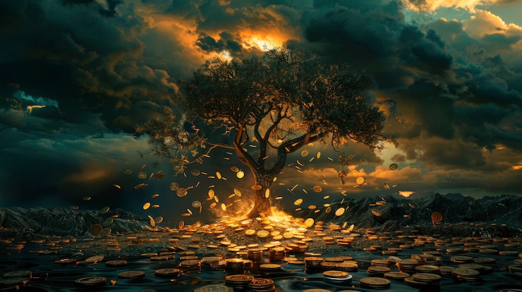Foto grátis renderização 3d da árvore do dinheiro