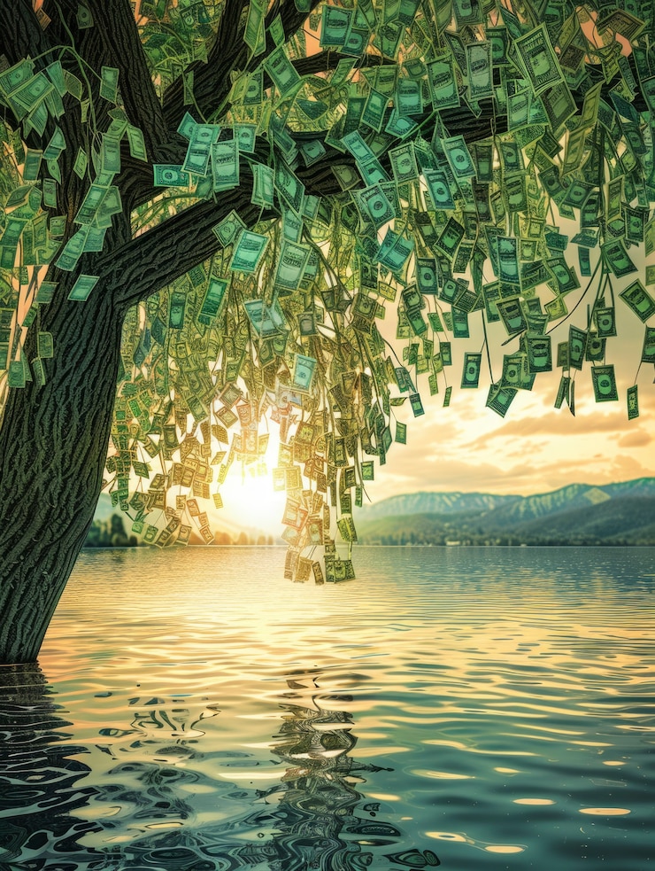 Foto grátis renderização 3d da árvore do dinheiro