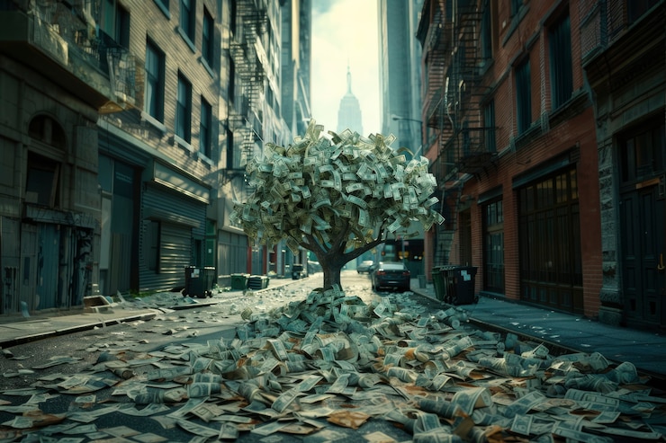 Foto grátis renderização 3d da árvore do dinheiro