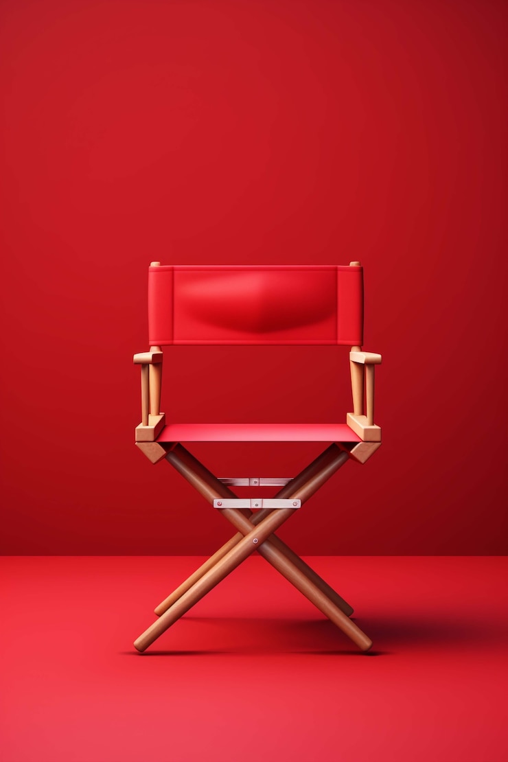 Foto grátis renderização 3d da cadeira do diretor de cinema