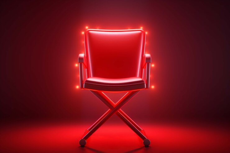 Foto grátis renderização 3d da cadeira do diretor de cinema