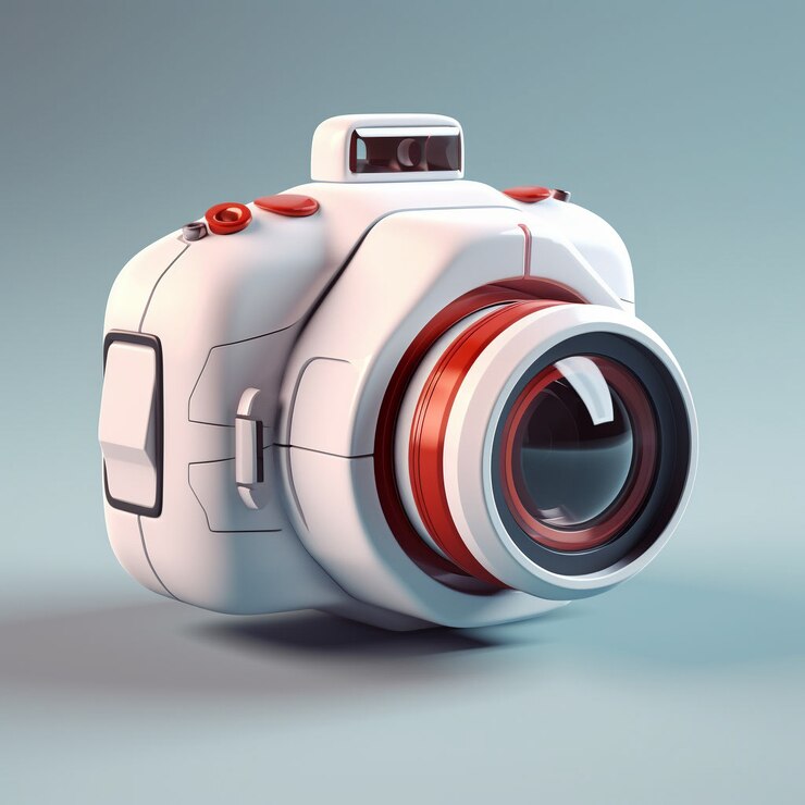 Foto grátis renderização 3d da câmera com rolo de filme