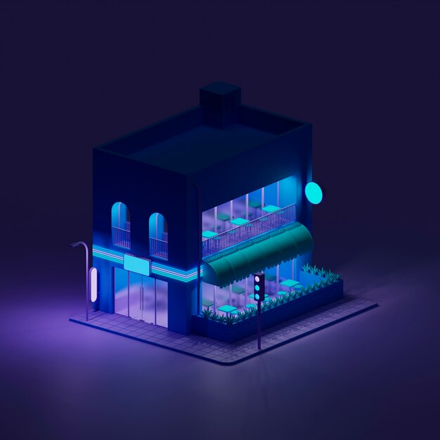 renderização 3D da casa dos desenhos animados