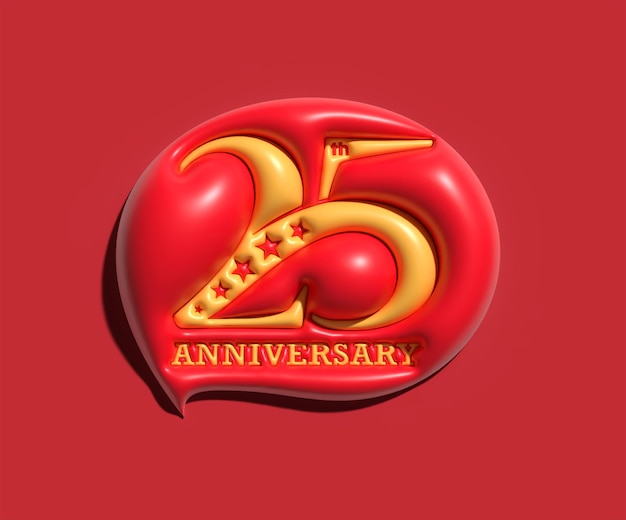 Renderização 3d da celebração do aniversário de 25 anos