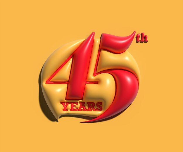 Renderização 3d da celebração do aniversário de 45 anos